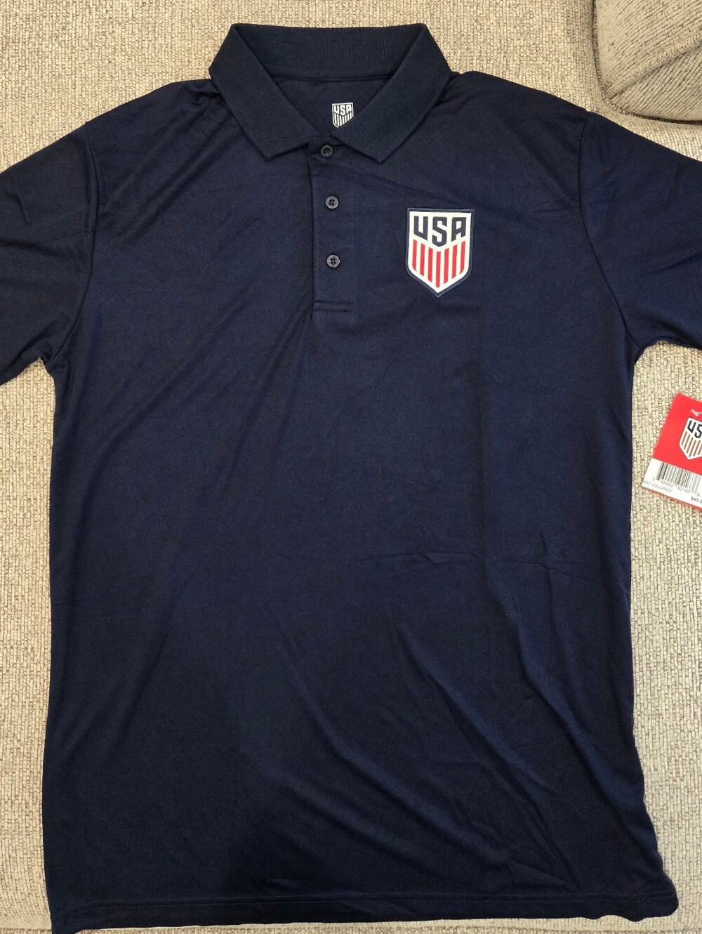 USA Soccer Shield Navy Polo Shirt - Performance Men's Polo